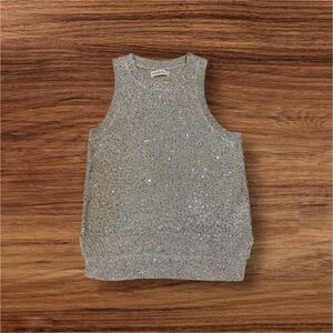 🌺Abercrombie & Fitch Women’s Silver Sequins Dressy Sleeveless Sweater Sz M- NWT